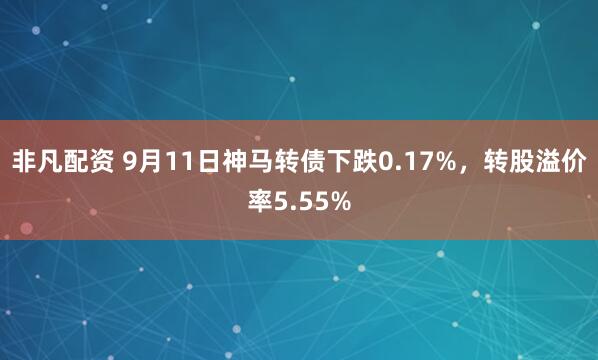 非凡配资 9月11日神马转债下跌0.17%，转股溢价率5.55%